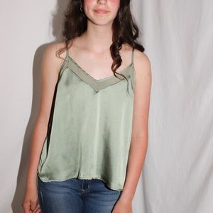 silk green cami with adjustable straps